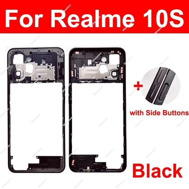 Для Realme 10T 10S Замена крышки корпуса средней рамки с боковыми кнопками - 1