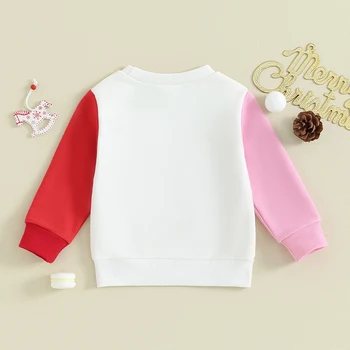 Рождественская толстовка для маленьких мальчиков и девочек с буквенным принтом, пуловер с круглым вырезом и длинным рукавом, Осенне-зимняя одежда