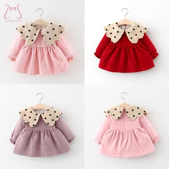 Весенне-осенняя модная одежда для маленьких девочек, милое платье для девочек, детская одежда, милые платья в горошек для младенцев от 0 до 3 лет для малышей