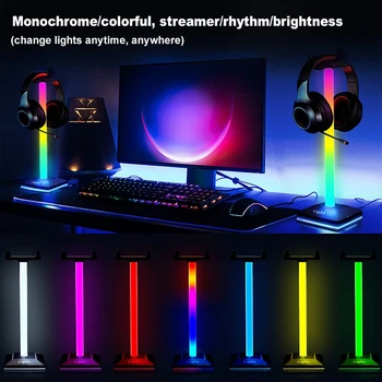 Светящийся RGB Кронштейн Для наушников Звукосниматель Rhythm Atmosphere Light Игровая Стойка Для Гарнитуры