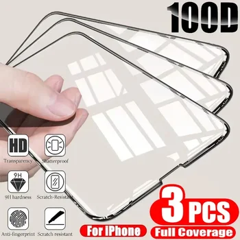 3шт Закаленного стекла для iPhone 14 13 12 11 Pro Max, защита экрана от разрывов, для iPhone 7 8 Plus X XR XS Max, защитное стекло
