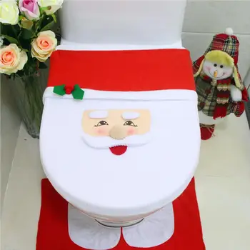 Рождественский чехол для сиденья унитаза Санта-Клаус, защищающий от плесени Коврик для ног в ванной, декор для резервуара для воды, ковер на полу для праздничной вечеринки