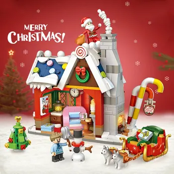 Рождественский дом с Сантой и праздничными строительными блоками Идеальный подарок для взрослых подростков на День Благодарения Рождественский подарок